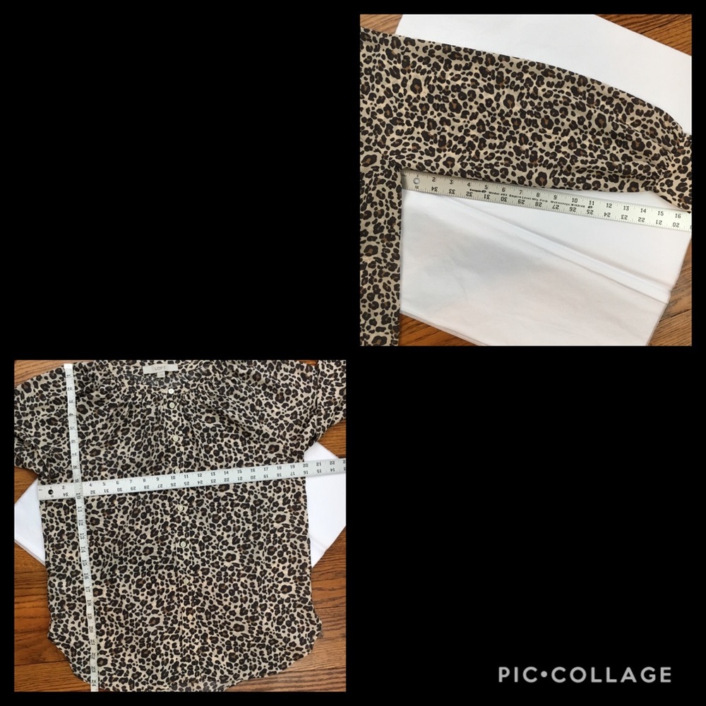 Loft Leopard Cheetah Print Button Down Blouse Sz S - image 7